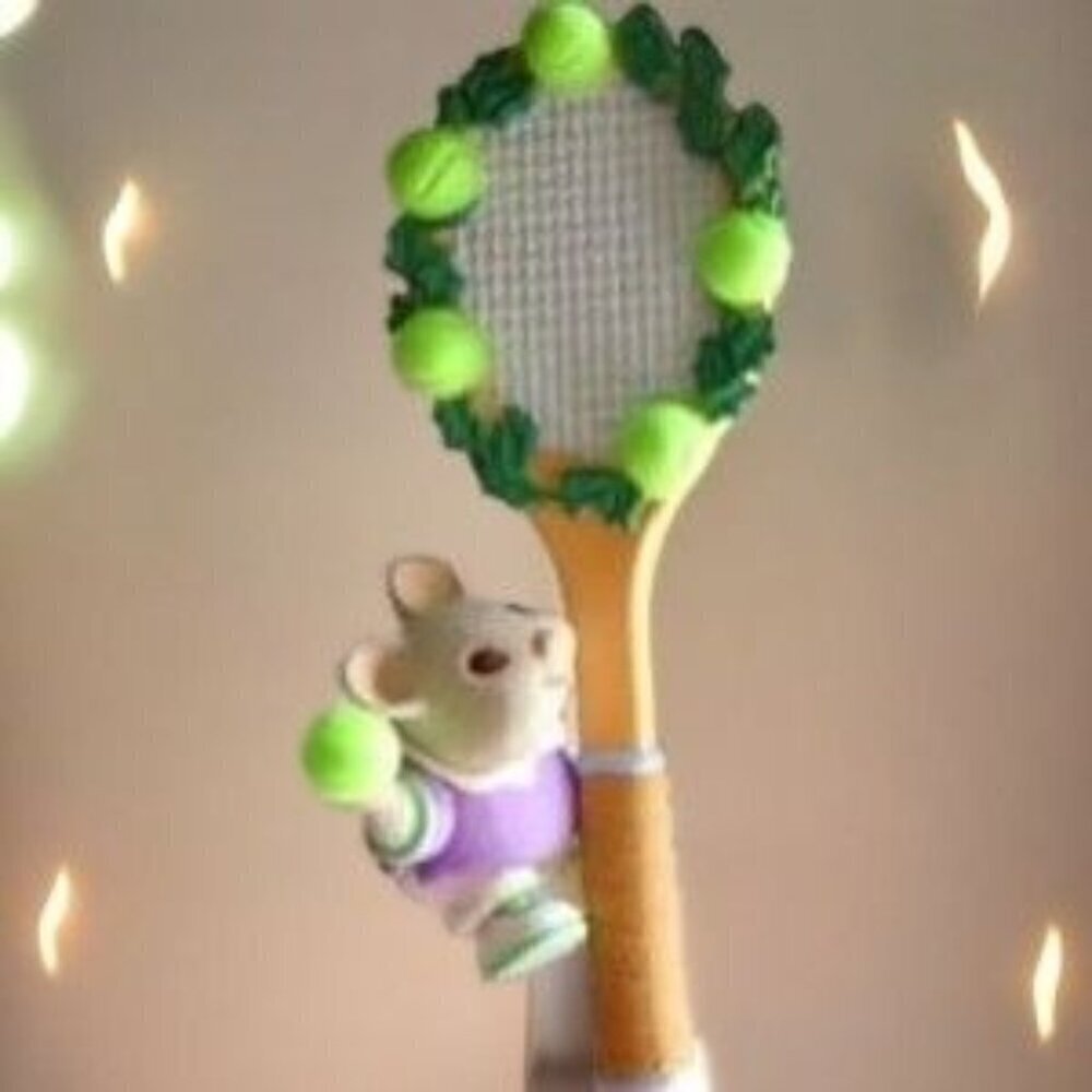 Vintage Retired Hallmark Ornament 1995 Tennis Anyone Mouse Tennis Racket NEW